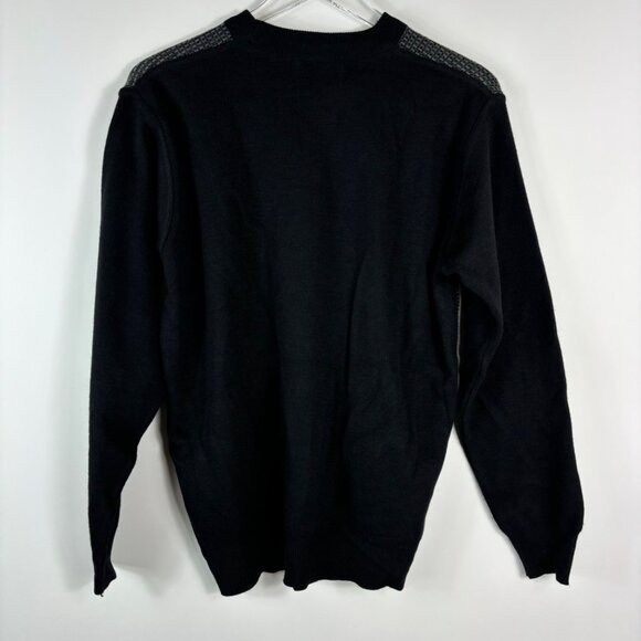 Deka men’s sweater M gray black check print retro Klingon check crew neck office - Picture 2 of 12